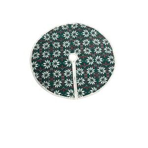 Vintage‎ 42" Quilted Poinsettia Christmas Tree Skirt